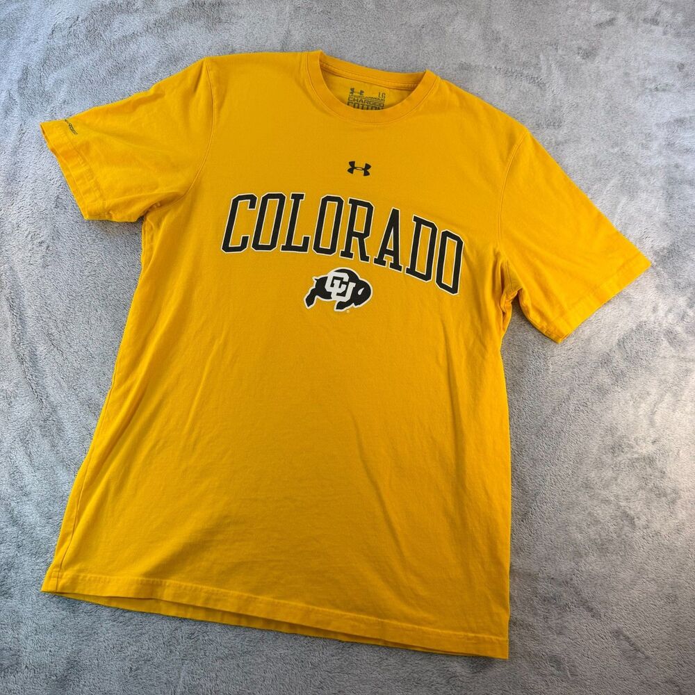 Under Armour Colorado Buffaloes T Shirt Mens LG Yellow Cotton NCAA